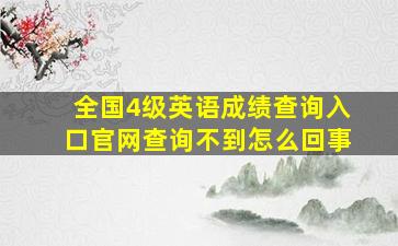 全国4级英语成绩查询入口官网查询不到怎么回事