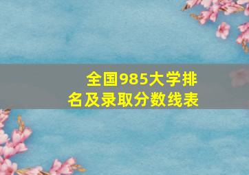 全国985大学排名及录取分数线表