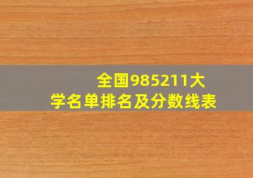 全国985211大学名单排名及分数线表