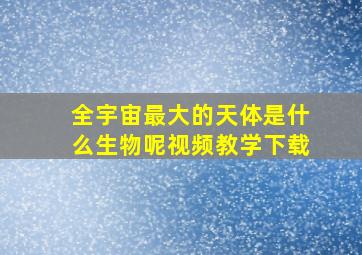 全宇宙最大的天体是什么生物呢视频教学下载