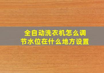 全自动洗衣机怎么调节水位在什么地方设置