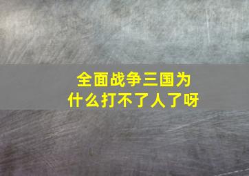 全面战争三国为什么打不了人了呀