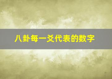 八卦每一爻代表的数字