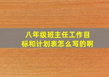 八年级班主任工作目标和计划表怎么写的啊