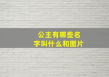 公主有哪些名字叫什么和图片