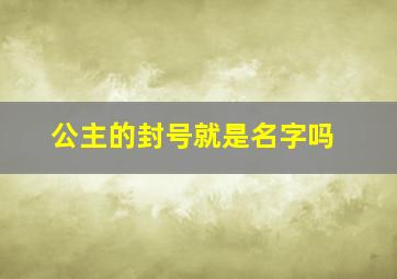 公主的封号就是名字吗