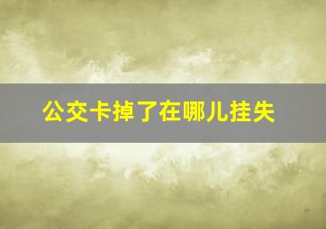 公交卡掉了在哪儿挂失