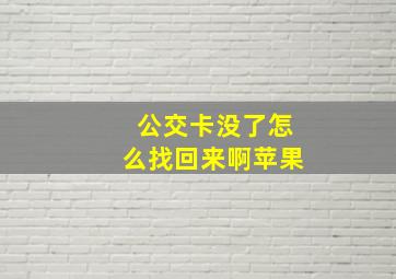 公交卡没了怎么找回来啊苹果