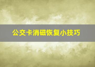 公交卡消磁恢复小技巧