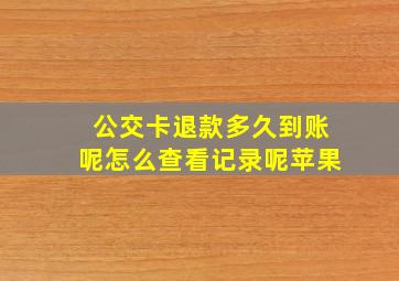 公交卡退款多久到账呢怎么查看记录呢苹果