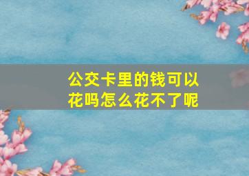 公交卡里的钱可以花吗怎么花不了呢