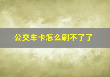 公交车卡怎么刷不了了