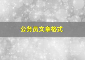 公务员文章格式