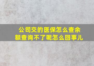 公司交的医保怎么查余额查询不了呢怎么回事儿