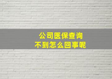 公司医保查询不到怎么回事呢