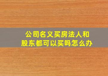 公司名义买房法人和股东都可以买吗怎么办