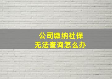 公司缴纳社保无法查询怎么办