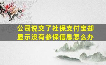 公司说交了社保支付宝却显示没有参保信息怎么办