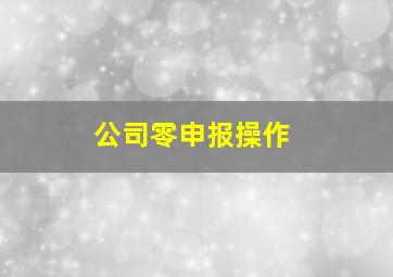 公司零申报操作