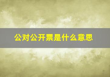 公对公开票是什么意思