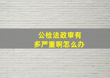 公检法政审有多严重啊怎么办