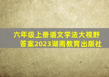 六年级上册语文学法大视野答案2023湖南教育出版社