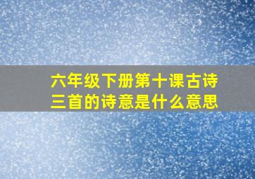 六年级下册第十课古诗三首的诗意是什么意思