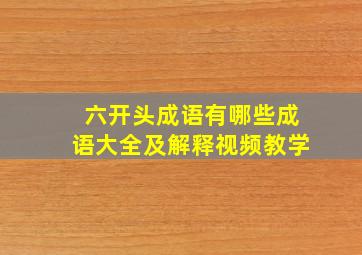 六开头成语有哪些成语大全及解释视频教学