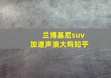 兰博基尼suv加速声浪大吗知乎