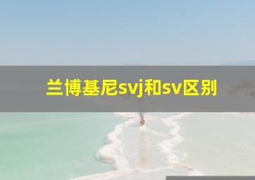 兰博基尼svj和sv区别