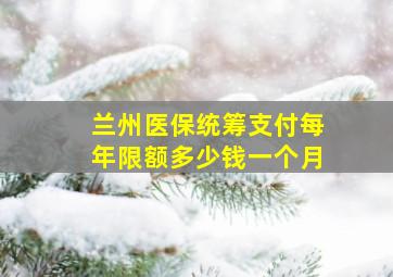 兰州医保统筹支付每年限额多少钱一个月