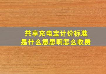 共享充电宝计价标准是什么意思啊怎么收费