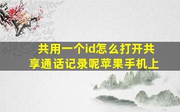 共用一个id怎么打开共享通话记录呢苹果手机上