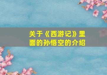 关于《西游记》里面的孙悟空的介绍