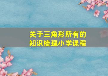 关于三角形所有的知识梳理小学课程