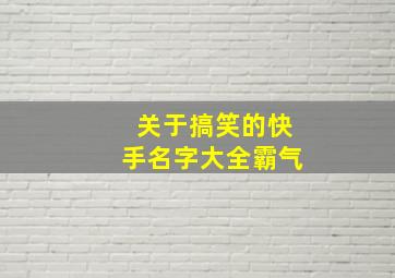 关于搞笑的快手名字大全霸气