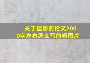 关于摄影的论文2000字左右怎么写的呀图片