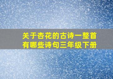 关于杏花的古诗一整首有哪些诗句三年级下册