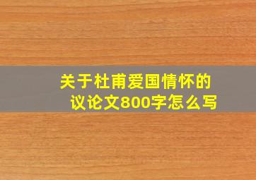 关于杜甫爱国情怀的议论文800字怎么写