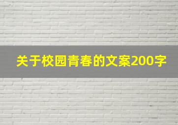 关于校园青春的文案200字