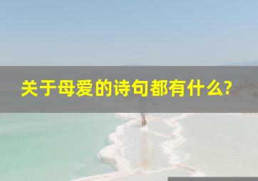 关于母爱的诗句都有什么?