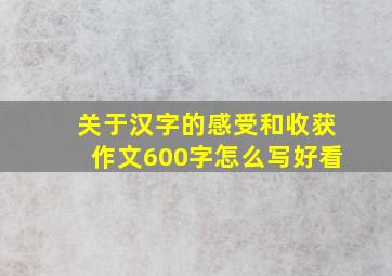 关于汉字的感受和收获作文600字怎么写好看