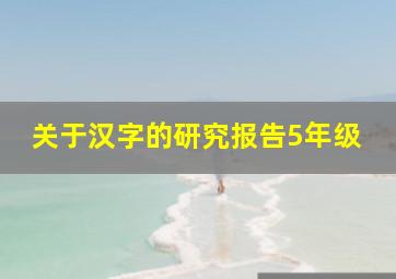 关于汉字的研究报告5年级