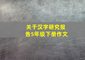 关于汉字研究报告5年级下册作文