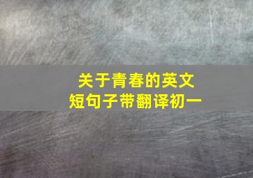 关于青春的英文短句子带翻译初一