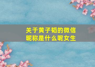 关于黄子韬的微信昵称是什么呢女生