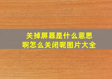 关掉屏幕是什么意思啊怎么关闭呢图片大全