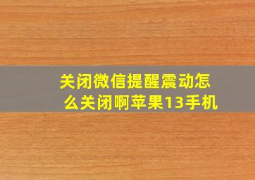 关闭微信提醒震动怎么关闭啊苹果13手机