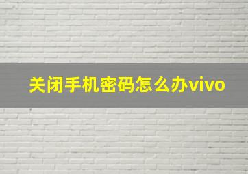 关闭手机密码怎么办vivo