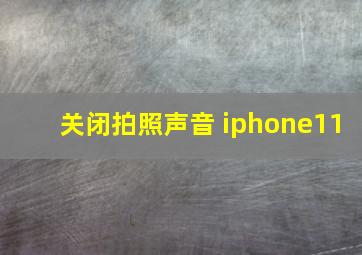 关闭拍照声音 iphone11